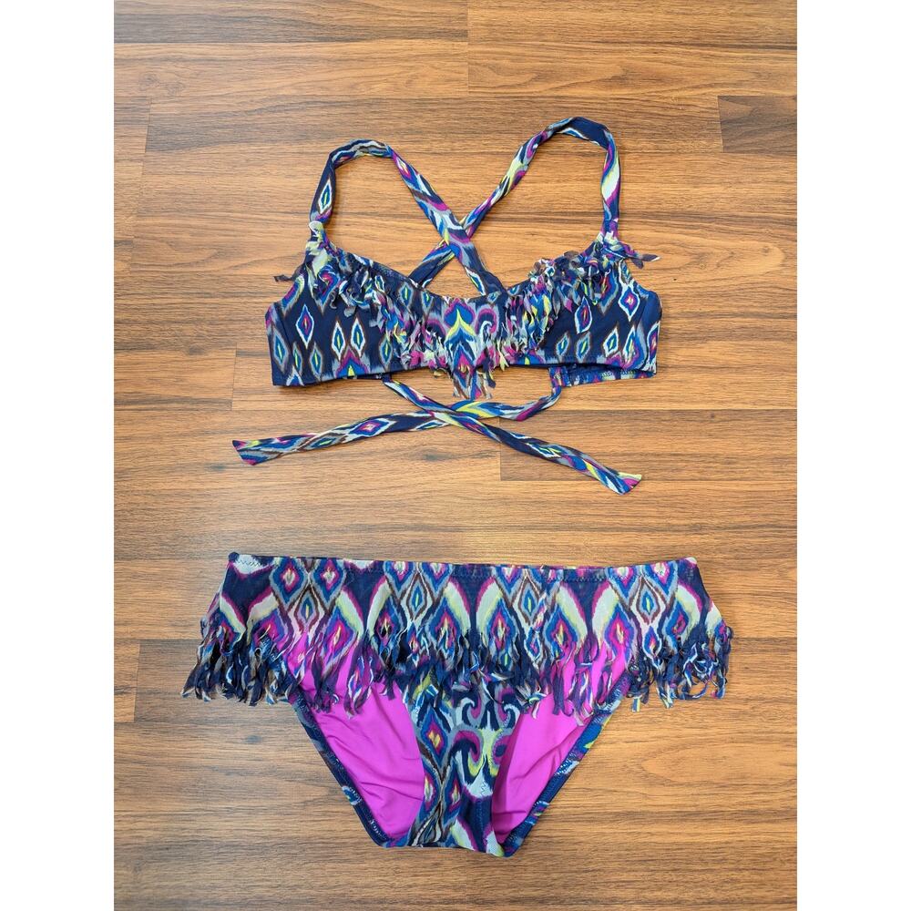 BECCA Fringe Bikini Set Size Small/Medium Boho Resortwear Tropical